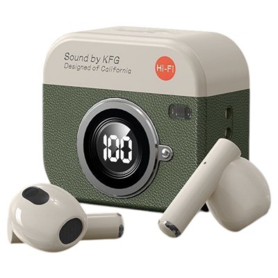 Audífonos Bluetooth Kfg Diseño Cámara Retro Con Pantalla Led X73-verde